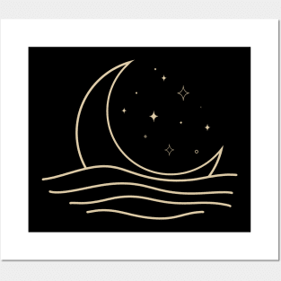 Crescent Moon Wave Posters and Art